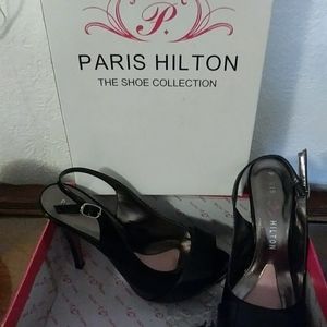 Paris Hilton Black Open Toed Heels